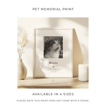 Load image into Gallery viewer, Pet Loss Portrait Custom Print, Pet Memorial Gift, Pet Loss Sympathy Gift, Memory Dog Loss Gift, Memorial Gift for a Cat. 00375