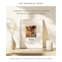 Load image into Gallery viewer, Pet Loss Portrait Custom Print, Pet Memorial Gift, Pet Loss Sympathy Gift, Memory Dog Loss Gift, Memorial Gift for a Cat. 00375
