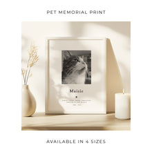 Load image into Gallery viewer, Pet Loss Portrait Custom Print, Pet Memorial Gift, Pet Loss Sympathy Gift, Memory Dog Loss Gift, Memorial Gift for a Cat. 00375