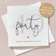 Load image into Gallery viewer, Happy 40th Birthday Card 00281