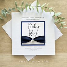Load image into Gallery viewer, Congratulations on the birth of your beautiful Baby Boy Luxury Card 00318