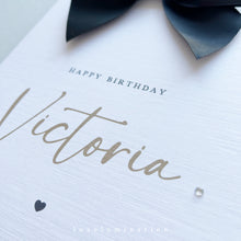 Load image into Gallery viewer, Personalised Happy Birthday Card with Satin Bow 00751