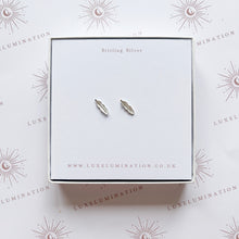 Load image into Gallery viewer, Dainty Stirling Silver Feather Earrings