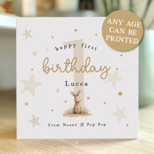 Load image into Gallery viewer, Personalised Happy Birthday Card with Cute Bunny 00424