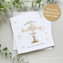 Load image into Gallery viewer, Personalised Happy Birthday Card with Cute Bunny 00424