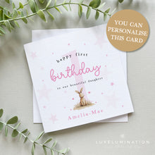 Load image into Gallery viewer, Personalised Happy Birthday to our Daughter Card with Cute Pink Bunny 00425