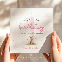 Load image into Gallery viewer, Personalised Happy Birthday to our Daughter Card with Cute Pink Bunny 00425