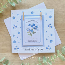Load image into Gallery viewer, Bereavement Card with Forget Me Not Seeds, With Sympathy, Sending our Condolences. 00316