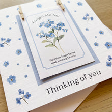 Load image into Gallery viewer, Bereavement Card with Forget Me Not Seeds, With Sympathy, Sending our Condolences. 00316