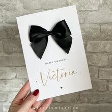 Load image into Gallery viewer, Personalised Happy Birthday Card with Satin Bow 00751