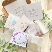 Load image into Gallery viewer, Calm Bereavement Box with Amethyst Crystal Bracelet