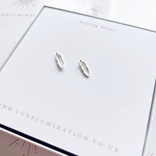 Load image into Gallery viewer, Dainty Stirling Silver Feather Earrings