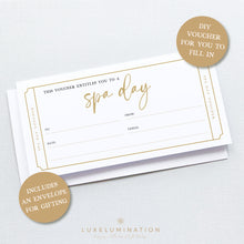 Load image into Gallery viewer, Spa Day Voucher, DIY Fillable Gift 00596