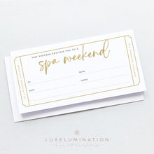 Load image into Gallery viewer, Spa Weekend Voucher, DIY Fillable Gift 00597