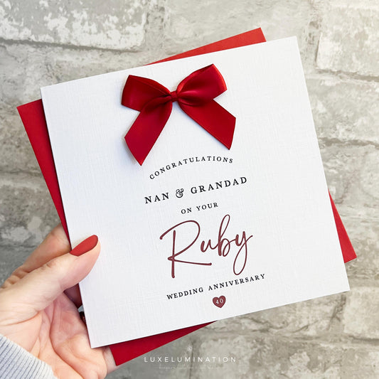 Personalised 40th Wedding Anniversary Card, Ruby.