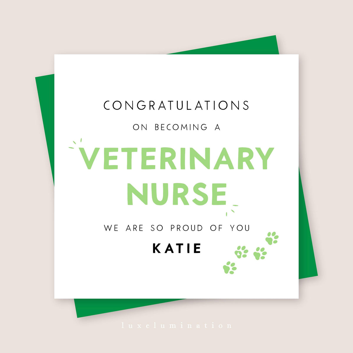 Vet Nurse, Congratulations on your new job card