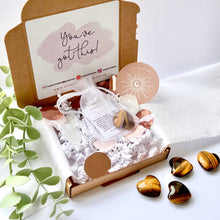 Load image into Gallery viewer, Strength Heart Shaped Tigers Eye Crystal Mini Gift Set
