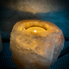 Load image into Gallery viewer, Himalayan Salt, Tealight Candle Holder with Handmade 100% Soy Wax Tea Light