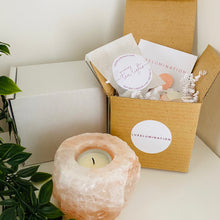 Load image into Gallery viewer, Himalayan Salt, Tealight Candle Holder with Handmade 100% Soy Wax Tea Light