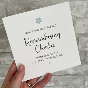One Year On Bereavement Card 00129
