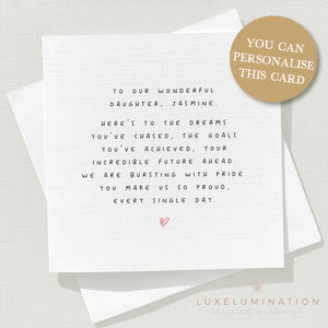 Personalised Card for Daughter, A New Chapter, Proud of you, Congratulations Card 00300