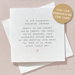 Personalised Card for Daughter, A New Chapter, Proud of you, Congratulations Card 00300