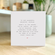 Load image into Gallery viewer, Personalised Card for Daughter, A New Chapter, Proud of you, Congratulations Card 00300
