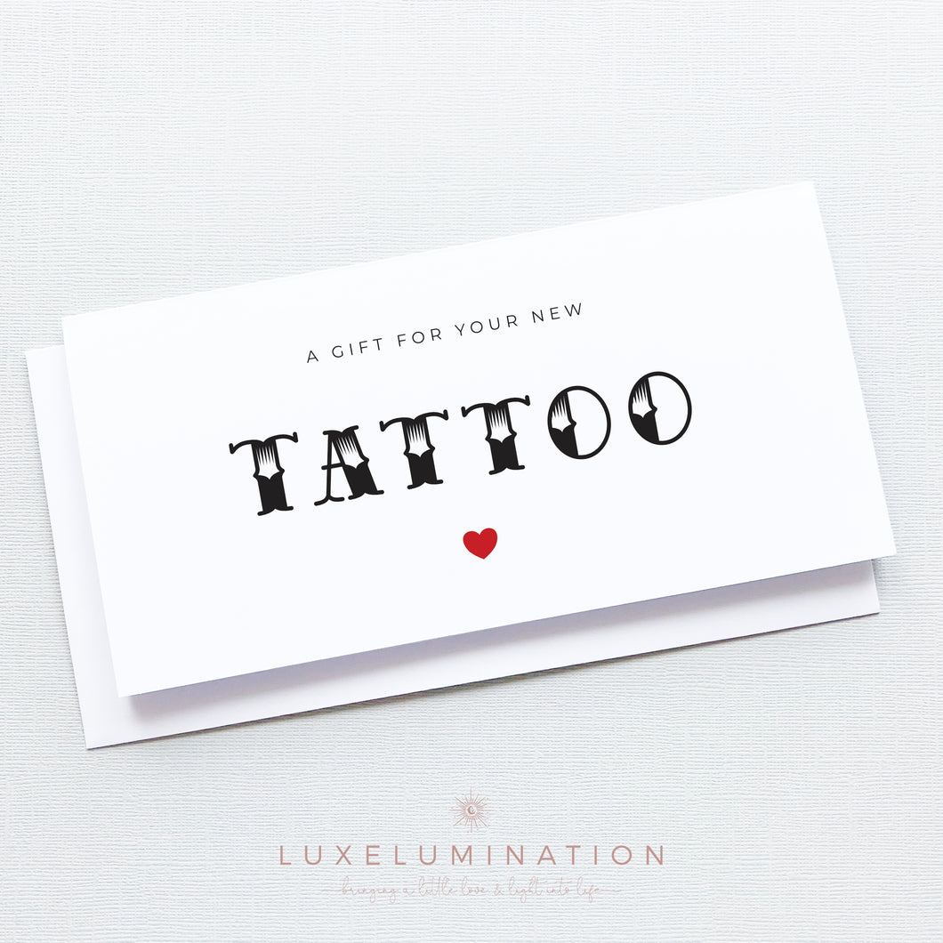 Tattoo Gift Money Envelope, Handmade Card 00366