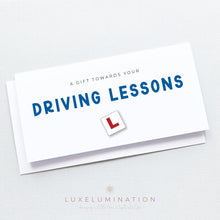 Load image into Gallery viewer, Driving Lessons Gift Money Wallet Envelope, Handmade Card 00368
