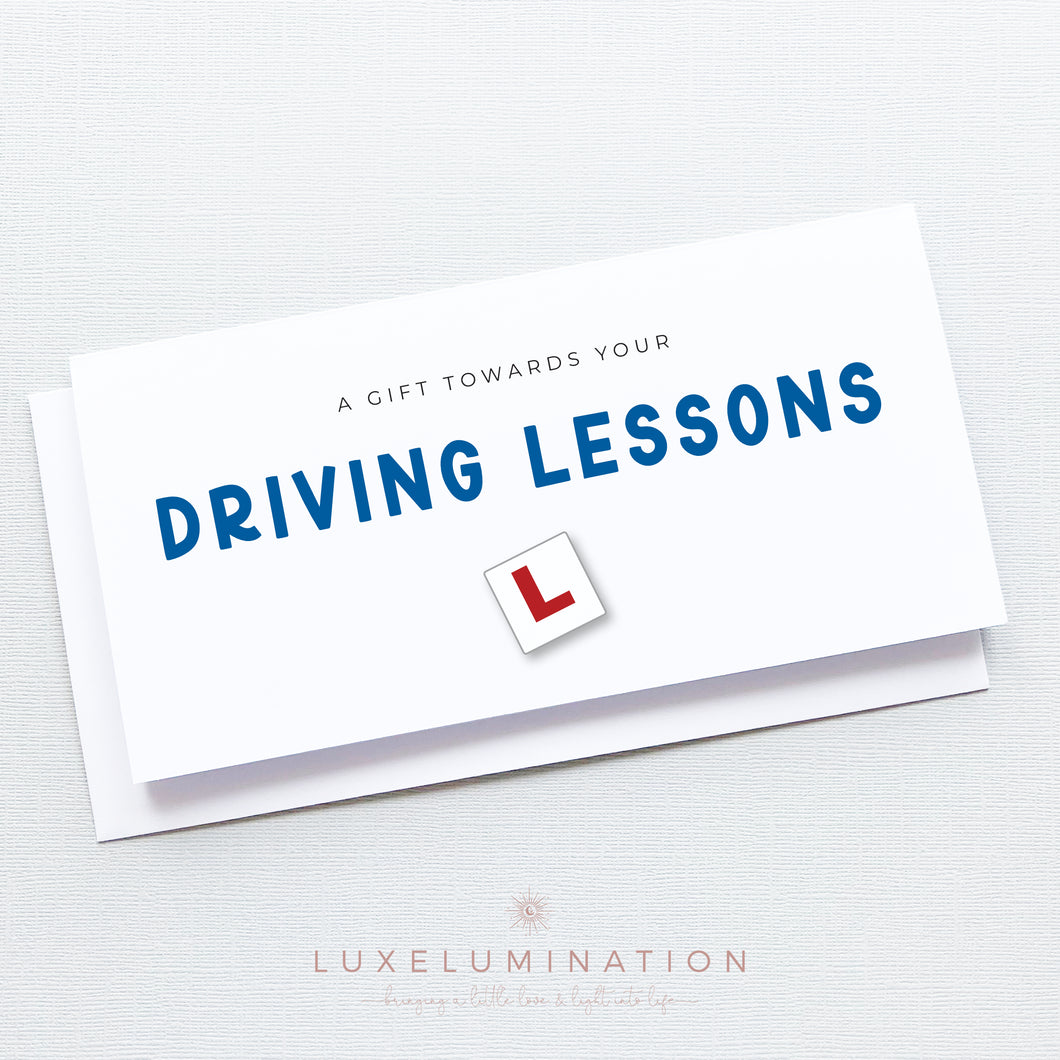 Driving Lessons Gift Money Wallet Envelope, Handmade Card 00368