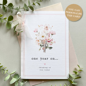 One Year On Bereavement Large Card 00414