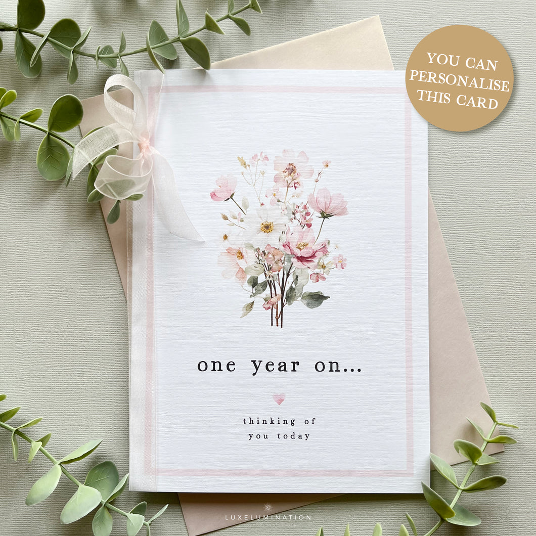 One Year On Bereavement Large Card 00414