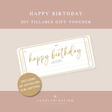 Load image into Gallery viewer, Happy Birthday DIY Fillable Voucher 00618
