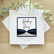 Load image into Gallery viewer, Congratulations on the birth of your beautiful Baby Boy Luxury Card 00318

