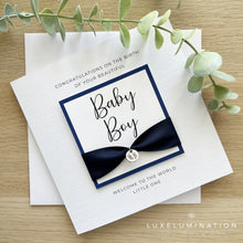 Load image into Gallery viewer, Congratulations on the birth of your beautiful Baby Boy Luxury Card 00318
