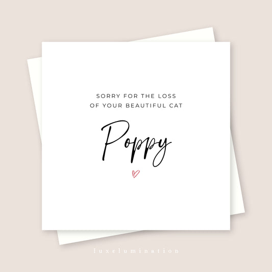Cat Loss Sympathy Personalised Card