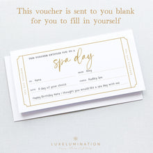 Load image into Gallery viewer, Spa Day Voucher, DIY Fillable Gift 00596
