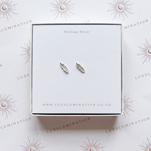 Dainty Stirling Silver Feather Earrings