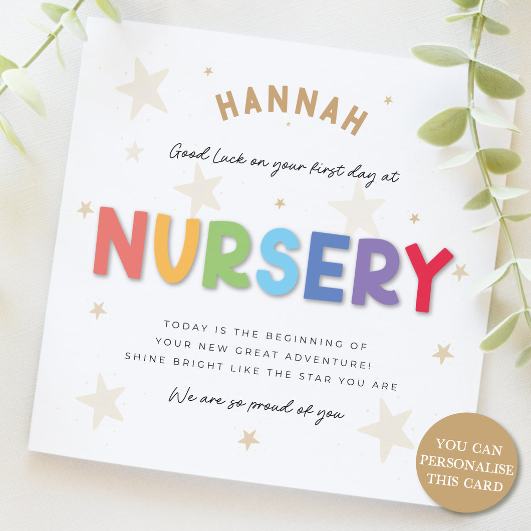 Good Luck on your first day at Nursery Card, Congratulations, So Proud of You 00467