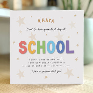 Good Luck on your first day at School Card, Congratulations, So Proud of You 00466