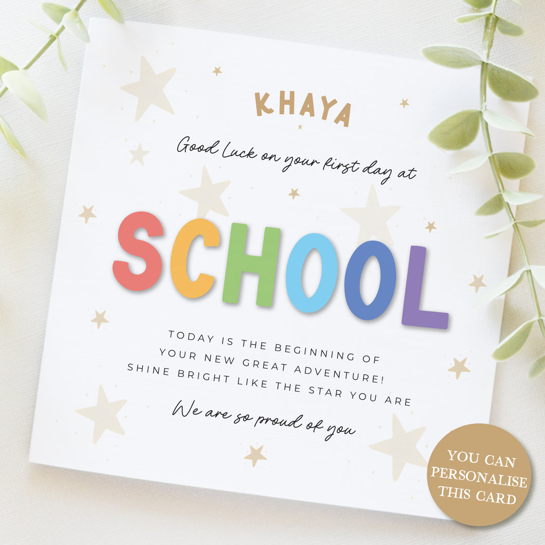 Good Luck on your first day at School Card, Congratulations, So Proud of You 00466