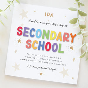 Good Luck on your first day at Secondary School Card, Congratulations, So Proud of You 00465 (Copy)