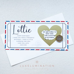 Personalised Travel Ticket Voucher, Scratch off Trip Reveal Birthday Surprise Gift 00167