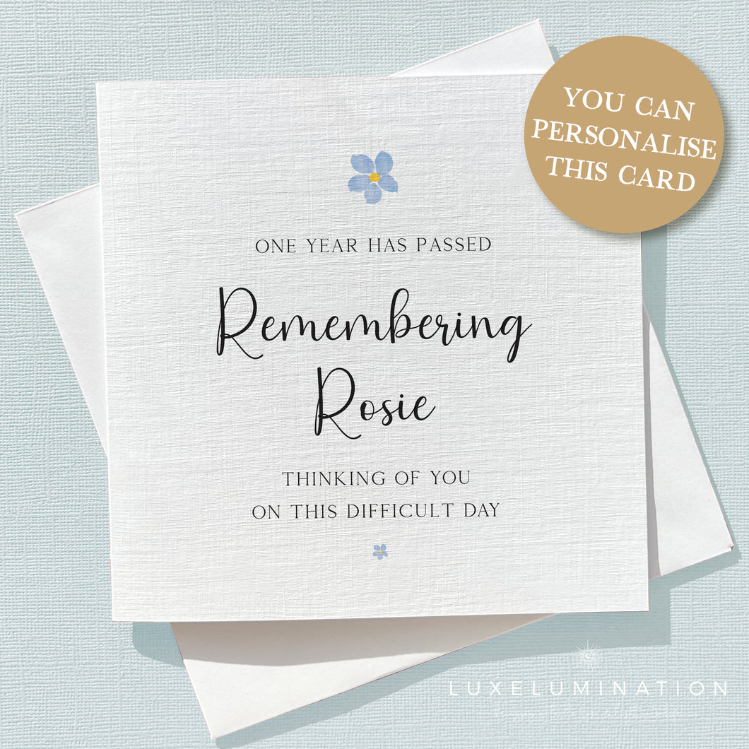 One Year On Bereavement Card 00129