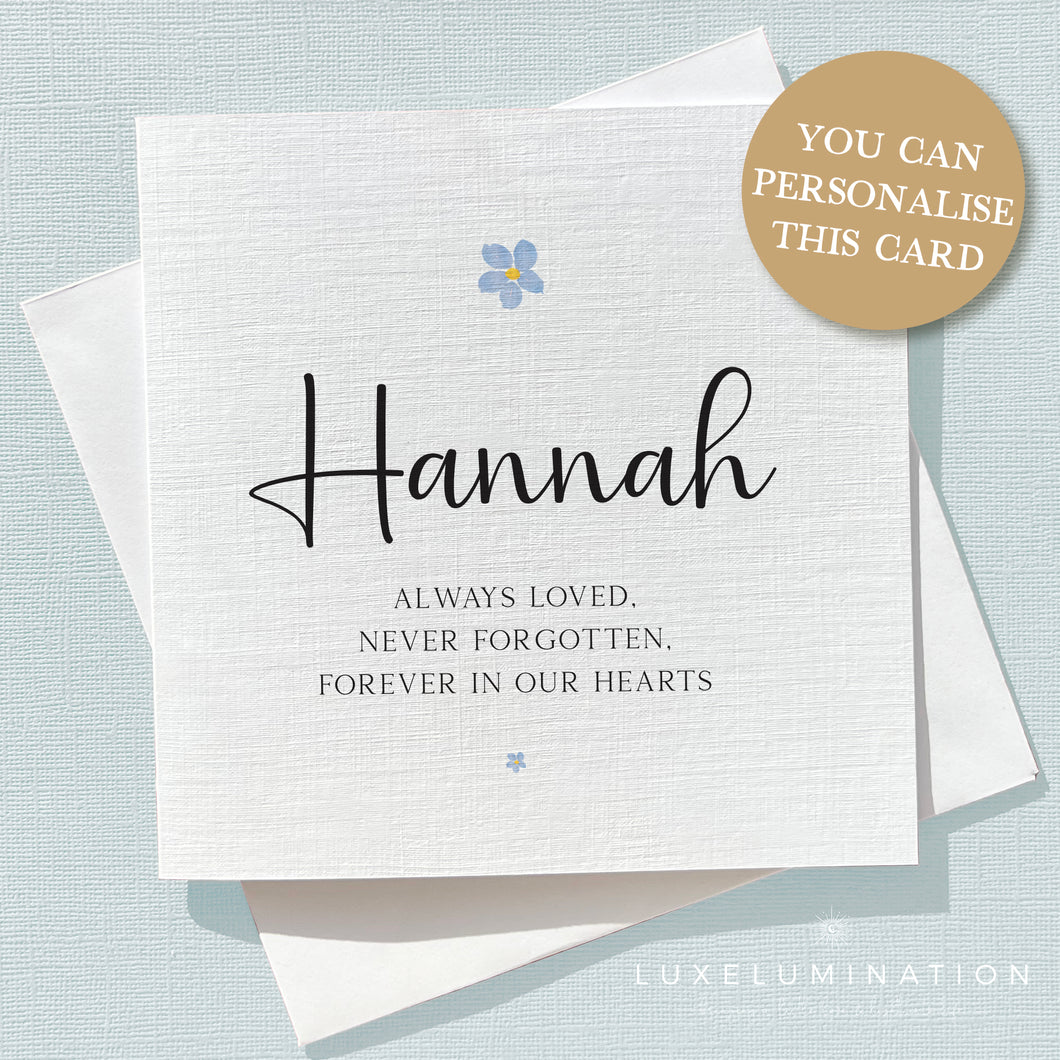 Personalised Bereavement Card with Forget Me Not Flowers 00130