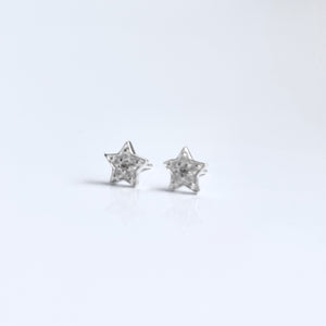 Dainty Stirling Silver Star Earrings, Message in a Bottle