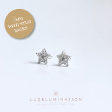 Load image into Gallery viewer, Dainty Stirling Silver Star Earrings, Message in a Bottle
