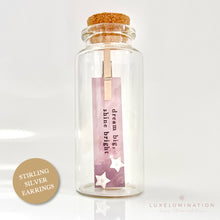 Load image into Gallery viewer, Dainty Stirling Silver Star Earrings, Message in a Bottle
