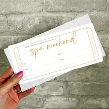 Load image into Gallery viewer, Spa Weekend Voucher, DIY Fillable Gift 00597
