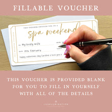 Load image into Gallery viewer, Spa Weekend Voucher, DIY Fillable Gift 00597
